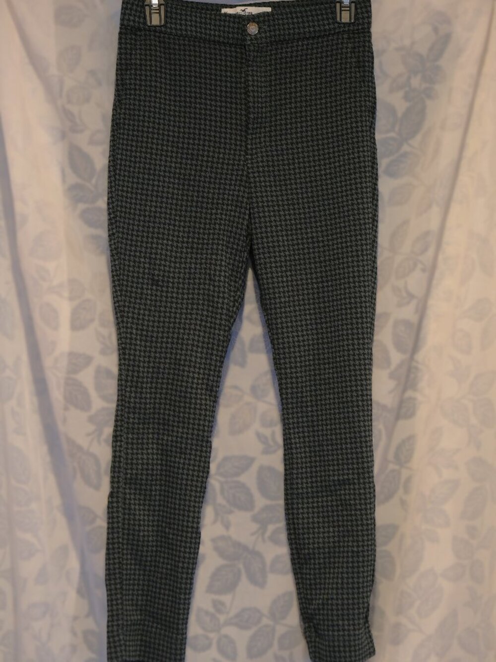 Hollister Dark Green & Black Houndstooth High Rise Skinny Pants Stretch Size M
